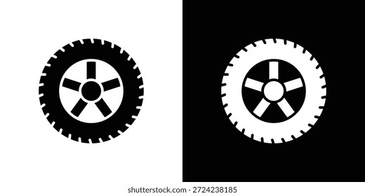 Concepto de Vector plano de iconos de neumáticos. Ilustraciones en blanco y negro