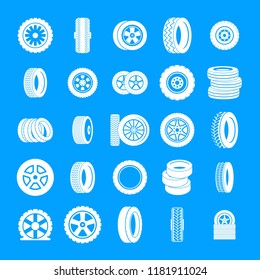 Tire icons set. Simple illustration of 25 tire vector icons for web