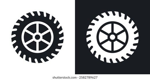 Tire icons set vectors black and colored style