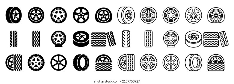 Tire icons vector set illustration