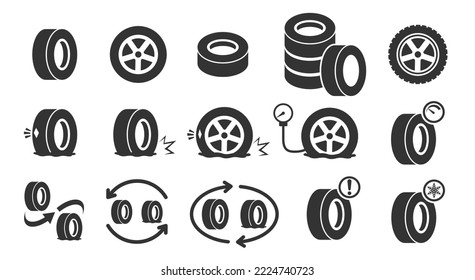 Tire icons vector set illustration