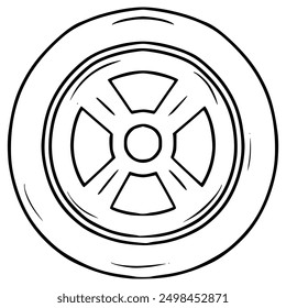 tire illustration hand drawn outline isolated vector