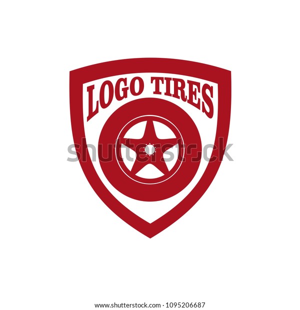 Tire inside a shield. Editable Vector\
Illustration isolated on white\
background
