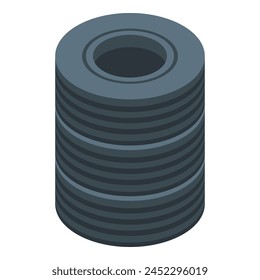 Tire kart stack icon isometric vector. Protection equipment. Cart race