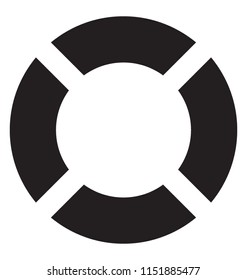 
A tire like designed circe showing icon for lifebelt 
