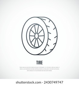 Tire line icon. Passenger car wheel isolated on white background.