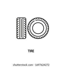 Tire line icon. Vector illustrations to indicate product categories in the online auto parts store. Car repair.