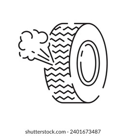 Tire line icon. Winter or snow tire. Included the icons as tire, technician, mechanic, flat tire, broken tired, screw, and more