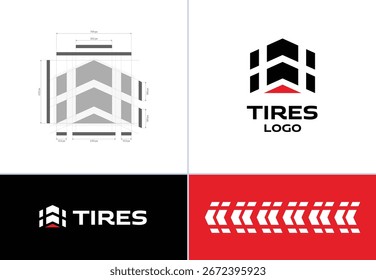 Concepto de logotipo de neumático con fondo transparente
