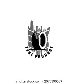 Tire logo design. vehicle tires with tire treads background