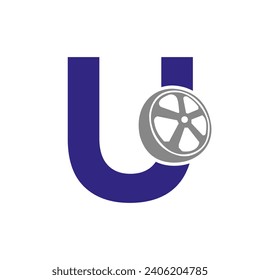Logotipo De Neumático En La Letra U, Símbolo Automotor , Plantilla De Vector De Icono De Neumático