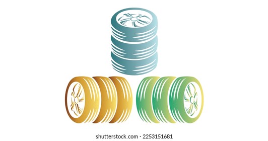 Plantilla de símbolo del icono del vector del logotipo del neumático. Vector de logotipo de neumáticos