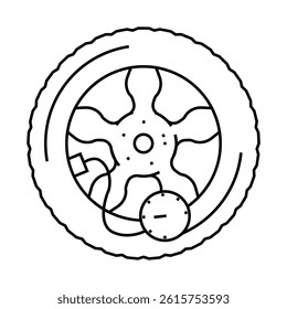 tire maintenance car mechanic line icon vector. tire maintenance car mechanic sign. isolated contour symbol black illustration