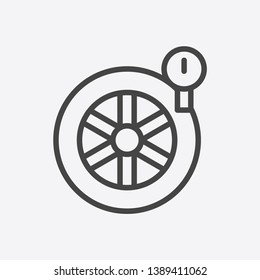 Tire Maintenance Outline Simple Vector Icon On Grey Background