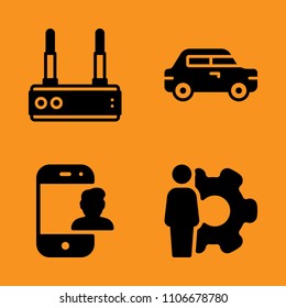 tire, male, mechanism and shape icons set. Vector illustration for web and design