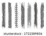 Tire mark. Car and motorcycle tire track vector set. Truck tread mark on the road concept. Vector tire mark from different tread type of car and moto wheel