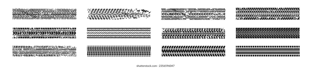 Tire mark. Car and motorcycle tire track vector set. Vector illustration