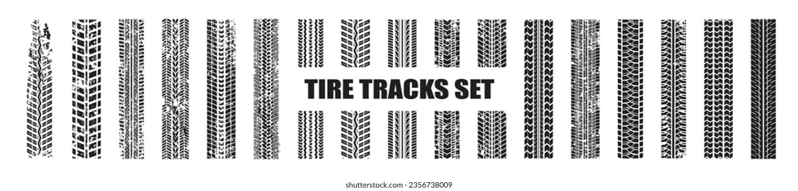 Tire mark. Car and motorcycle tire track vector set. Vector illustration