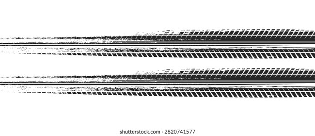 Tire mark. Car and motorcycle tire track vector set. Truck tread mark on the road concept.