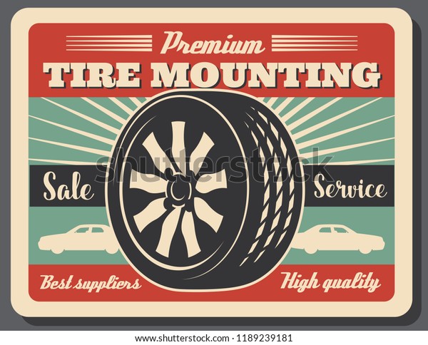 Tire
mounting suppliers and service, vector tire and car icons.
Vulcanization and balancing, change of rubber in workshop. Car
service industry , wheels and tires repairing
shop
