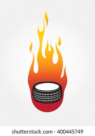 Tire on fire.