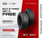 Tire poster. Wheels set. Advertisement banner.