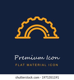 Tire premium material ui ux isolated vector icon in navy blue and orange colors