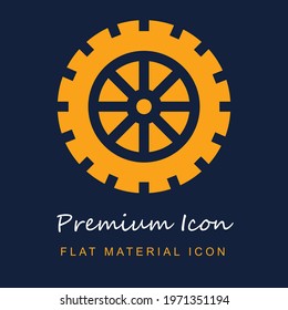 Tire premium material ui ux isolated vector icon in navy blue and orange colors svg