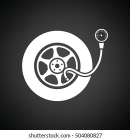 Tire Pressure Gage Icon. Black Background With White. Vector Illustration.