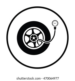 Tire Pressure Gage Icon. Thin Circle Design. Vector Illustration.