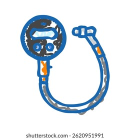 vetor de esboço do ícone de doodle do manômetro do pneu. sinal de acessório do manômetro do pneu. ilustração de símbolo isolado
