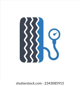A tire pressure gauge icon on white background