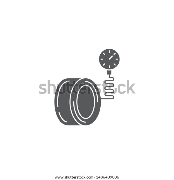 Tire pressure gauge vector icon symbol\
isolated on white\
background