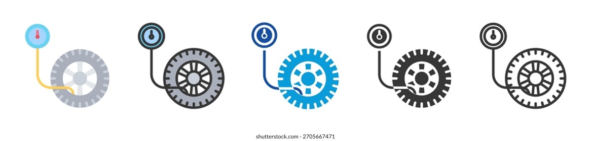 tire pressure icon set multi style various collection