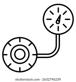 Tire pressure monitoring icon Black and white outline vector