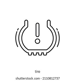 icono de control de presión de neumáticos. Diseño de icono de estilo de esquema aislado en fondo blanco