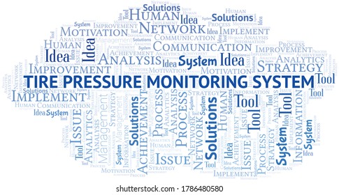 Tire Pressure Monitoring System Typography Vector Word Cloud.