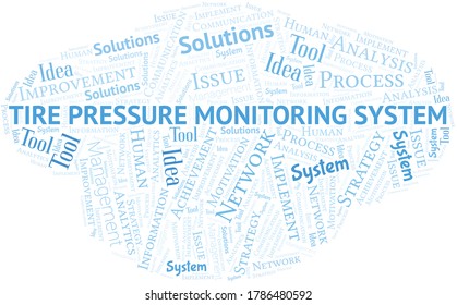 Tire Pressure Monitoring System Typography Vector Word Cloud.