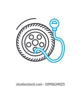 Tire pressure vector thin line stroke icon. Tire pressure outline illustration, linear sign, symbol concept.