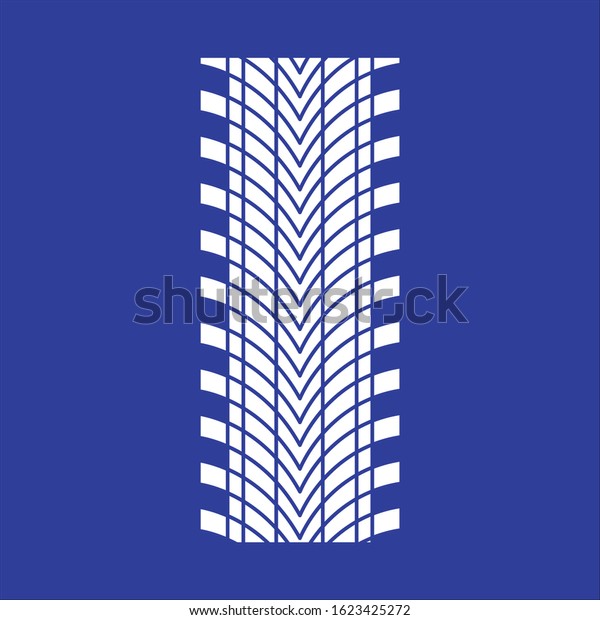 Tire print RGB white icon. Detailed\
automobile, motorcycle directional tyre marks. Car wheel trace with\
thick grooves. Vehicle street tire trail. Isolated vector\
illustration on blue\
background