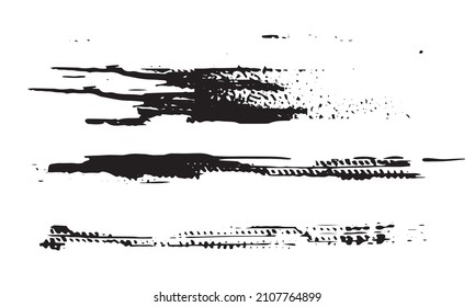 Tire Prints, Grunge Offroad Car Tyres Track, Isolated Vector Marks. Bike Race. Vector