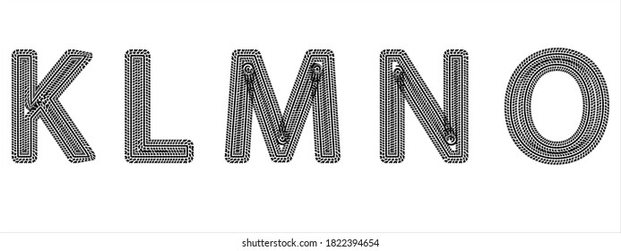 Tire prints vector English alphabet vector