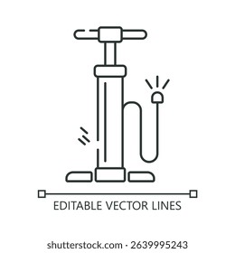 Tire pump line icon. Tire pump line drawing in minimalist black and white style. Seamless loop HD video with alpha channel on transparent background.