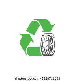 Tire recycling logo Illustration vector graphic of tire recycling, eco green recycling logo design template