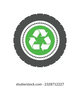 Tire recycling logo Illustration vector graphic of tire recycling, green recycling logo template eco logo