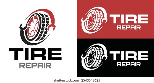 Tire Repair Logo Design Template. Tire Mechanic Logo Business.