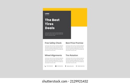 tire repair service flyer design template. local tire repair service poster, leaflet design. be ready for the winter tire repair flyer.