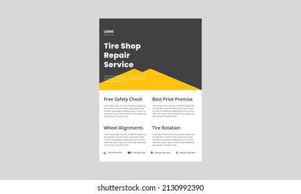 tire repair service flyer design template. local tire repair service poster, leaflet design. be ready for the winter tire repair flyer.