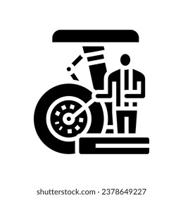 tire replacement aircraft glyph icon vector. tire replacement aircraft sign. isolated symbol illustration