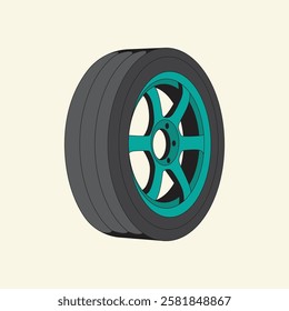 Tire and rim cartoon illustration